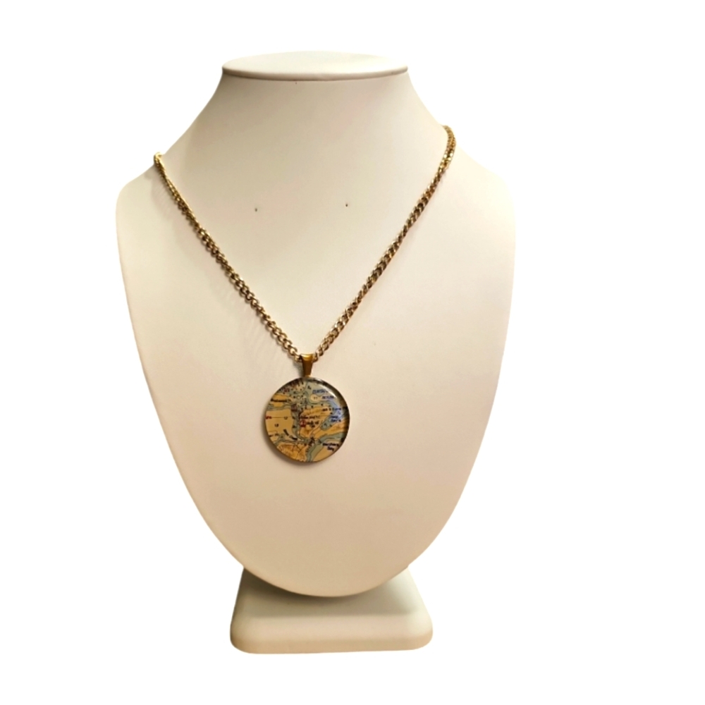 Vintage Chart Jewelry Bitter End Y.C Virgin Gorda Island Pendant Necklace.
